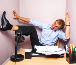 Man Trapped in a Small Office